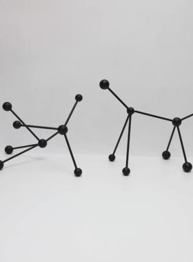 现代简约金属点线分子球摆件样板房售楼处家居客厅桌面酒柜装饰品