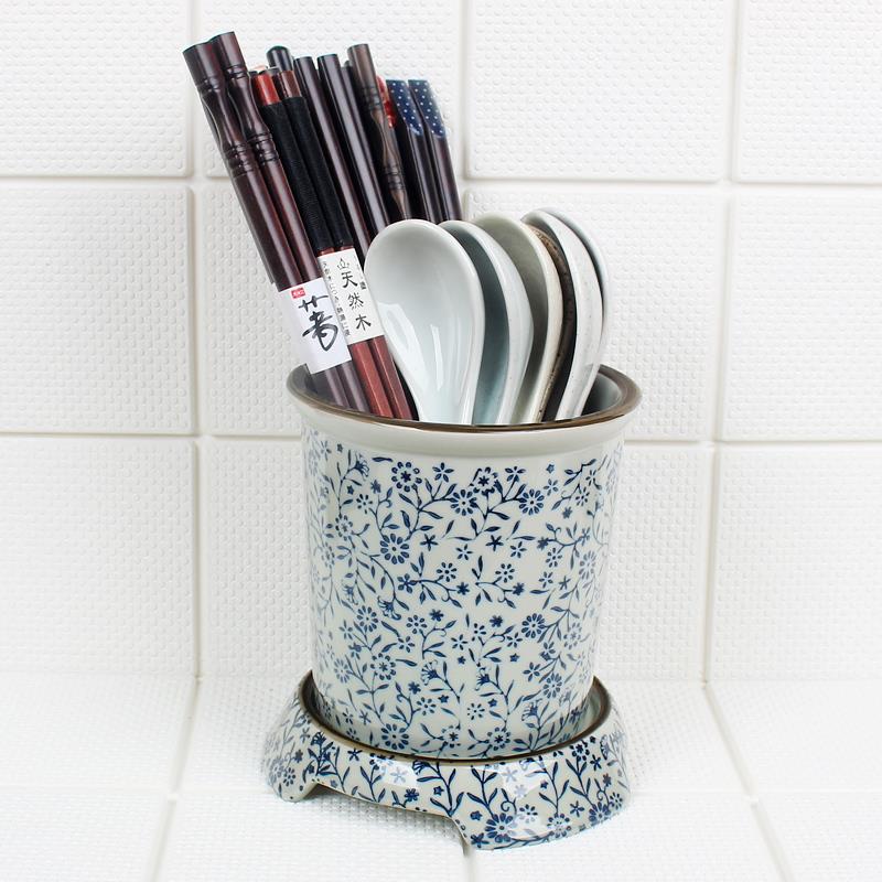 包邮 超大号筷子筒50双陶瓷日式筷架子防霉沥水筷子架盒筷笼