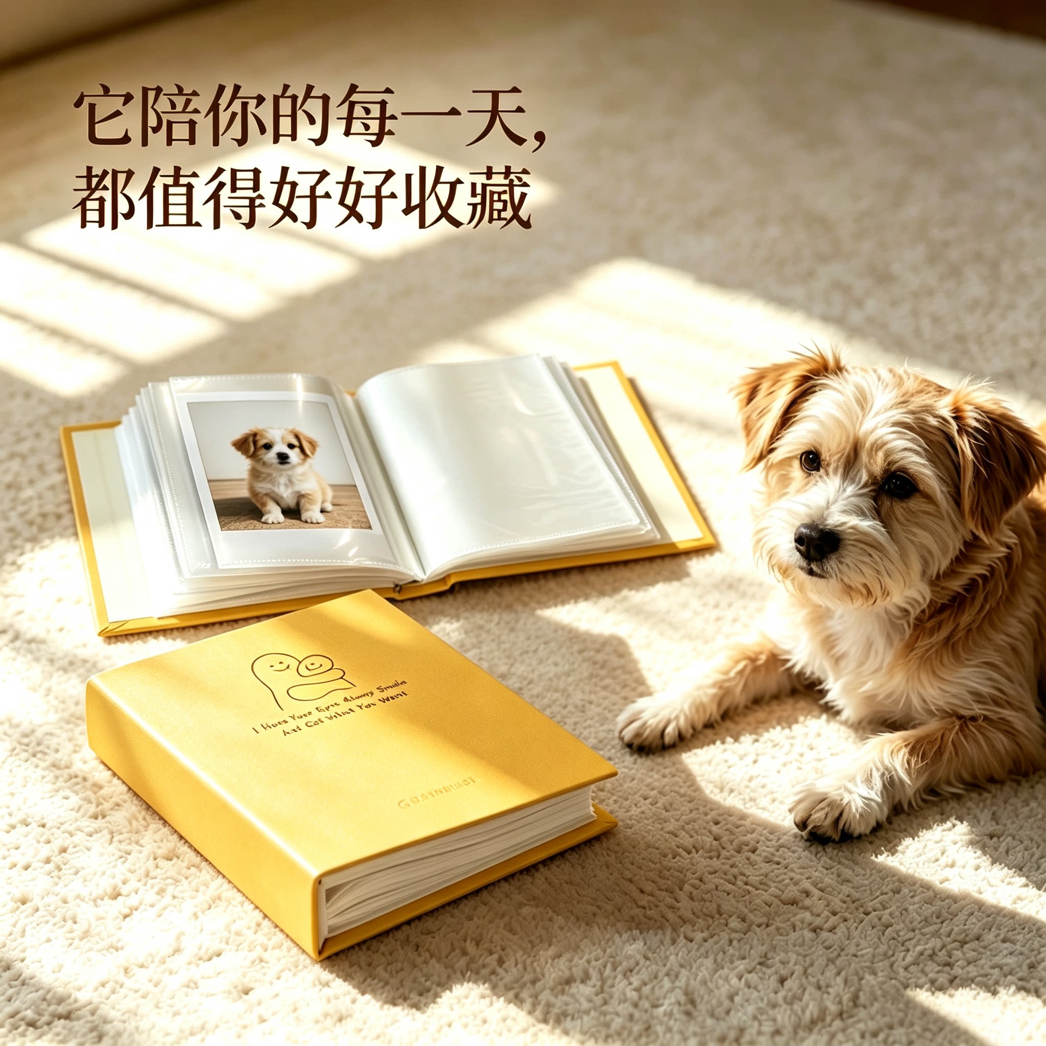 且寻云山5寸相册PP口袋式100张竖版照片收纳册狗狗猫咪成长纪念册影集宠物卡通相册日常记录收藏册毛孩子相册