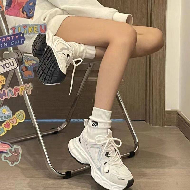 老爹鞋女2025爆款网面休闲跑步运动鞋女百搭厚底透气鞋子ins潮D-4