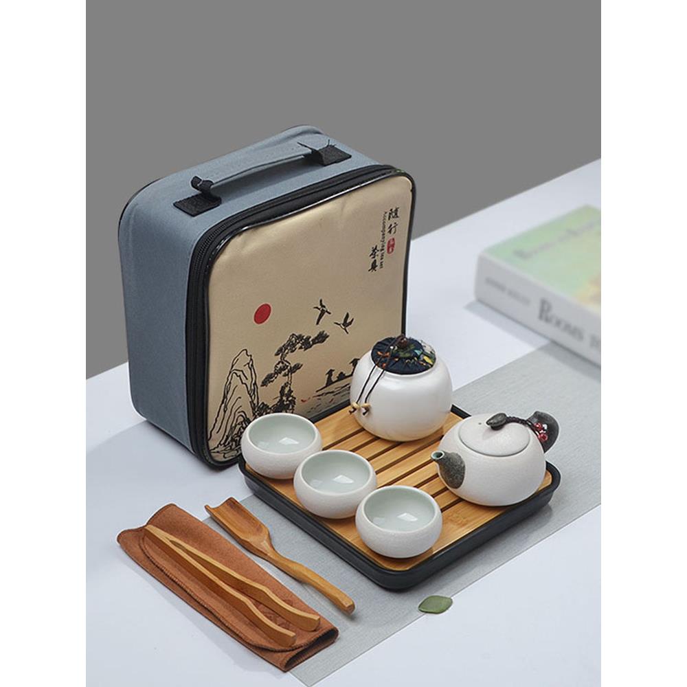 干泡竹茶台小茶具套装家用简约现代阳台庭院整套功夫一壶两杯配件