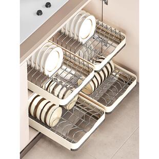 厨房储菜架内置老树抽屉式拉篮拉出菜架板式排水架