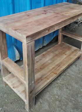 厨房桌子多功能长方形小长桌切菜台家用双层简易做饭桌实木M007