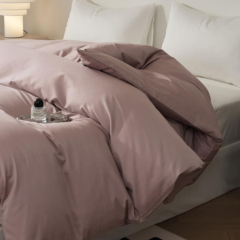 素色简约全棉60支贡缎长绒棉床笠单品纯色单双人被套单件床单枕套