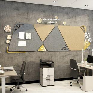 毛毡板企业文化墙面贴纸办公室墙面装饰氛围照片布告栏布局入口形
