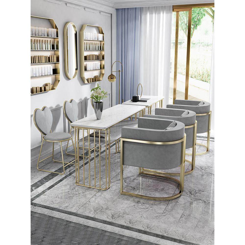 北欧铁艺双层大理石美甲桌椅套装网红沙发椅单双人特价金色美甲桌,商业/办公家具,美甲台,淘宝优惠券,粉丝福利购,淘宝优惠卷