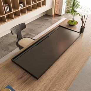 乌金石茶盘石盘茶海石头刻字茶台天然大号现代嵌入式家用排水简约