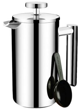 SO不锈钢法压壶双层保温 家用冲茶器泡茶壶法式滤压式咖啡壶器具