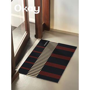 好咖啡格纹家庭入口门地垫可切割成覆古脚垫线圈耐污防滑除尘垫