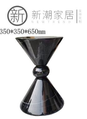 黑白根小边几脚角米白洞支架现代轻奢北欧大理石岩板边几底座支架