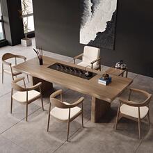 现代简约实木茶桌椅组合新中式办公桌带茶台一体式2025新款高端桌