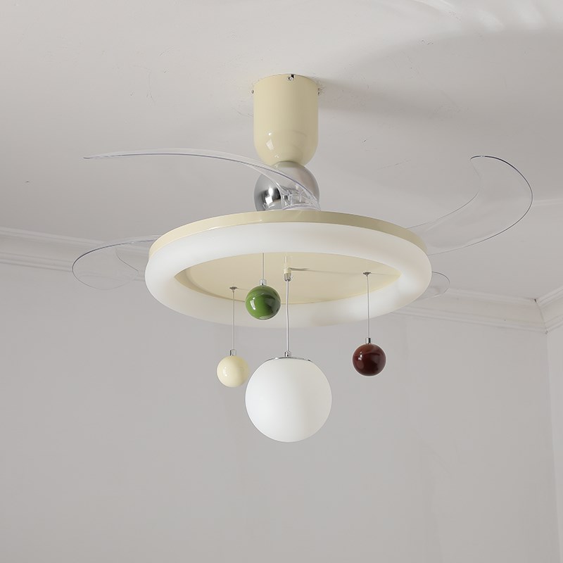 包安装法式奶油风饭厅卧室隐形风扇吸顶灯设计师儿童房静音变频灯