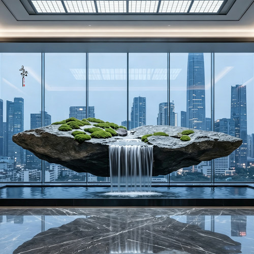 品修悬浮假山流水景观装置
