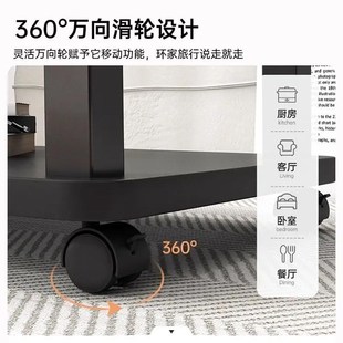 边几钢化玻璃沙发客厅现代移动带轮简约办公室家用小桌子茶几