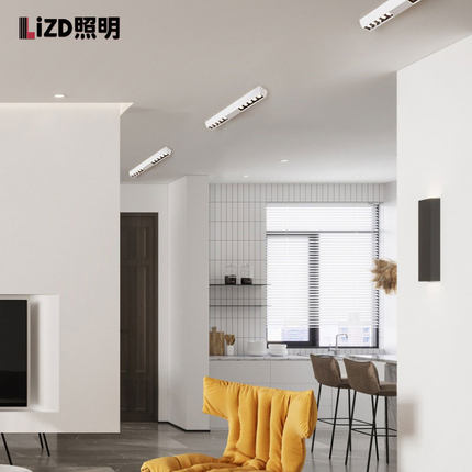 明装格栅射灯无主灯客厅照明家用LED背景墙灯长条形吸顶灯北欧