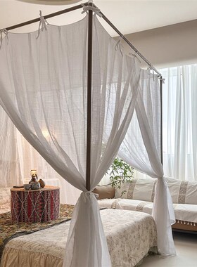 CIMO高端宫廷蚊帐2025年新款家用落地纯棉绑绳带床幔中式架子床帘