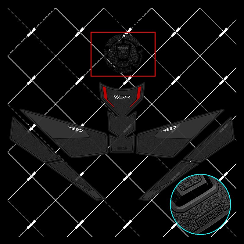 适用于25款春风450SR SRS改装配件橡胶油箱贴鱼骨贴磨砂车身保护