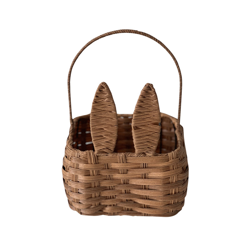 小兔子杂物收纳篮手工编织桌面创意草编收纳盒野餐蓝手提篮仿藤编,收纳整理,其他收纳篮,淘宝优惠券,粉丝福利购,淘宝优惠卷