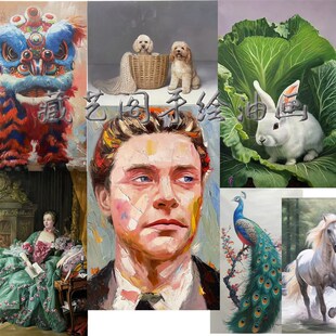 油画定制照片人像真人肖像宠物装饰画风景人物玄关纯手绘挂画代画