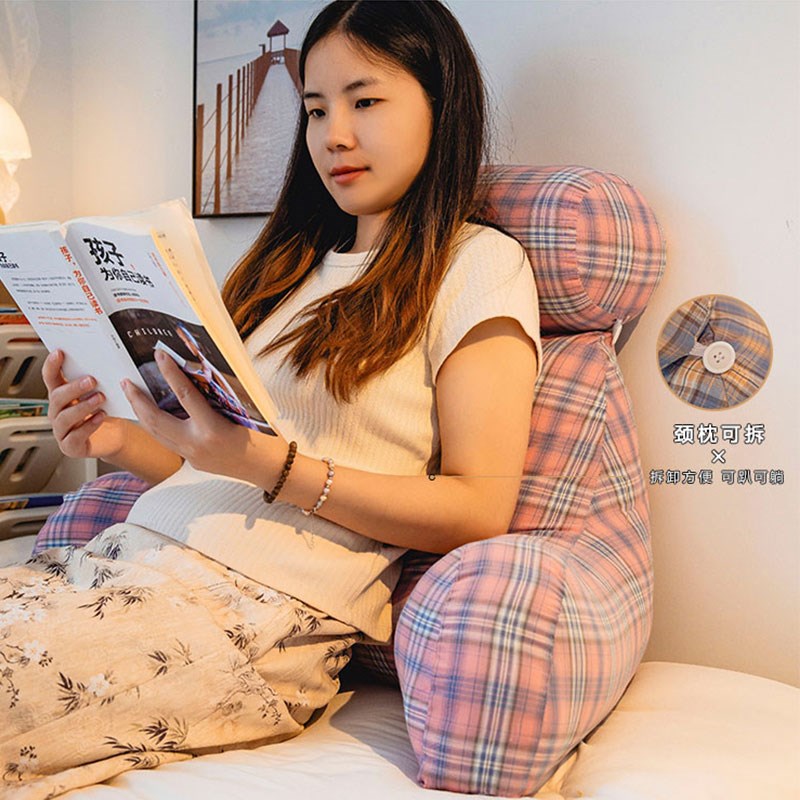 全棉格子透气床头靠垫软包护腰靠枕大靠背抱枕床上看书枕宿舍学生