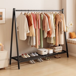 铁艺挂衣架落地卧室家用房间阳台晾衣服架室内床边简易置物衣帽架