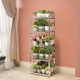 不锈钢多层花架子铁艺实木绿萝盆客厅室内外阳台多肉落地置物架