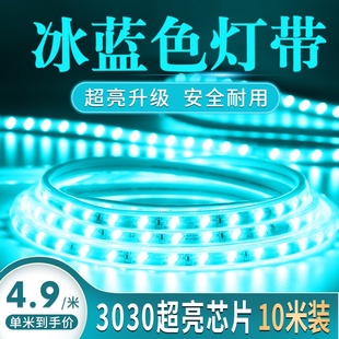 饰户外防水超亮单色软灯带 灯带led灯条贴片冰蓝色2v20v双排家用装