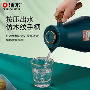 水 清水保温壶家用保k温瓶木柄暖壶热水瓶玻璃暖水瓶小型办公欧式