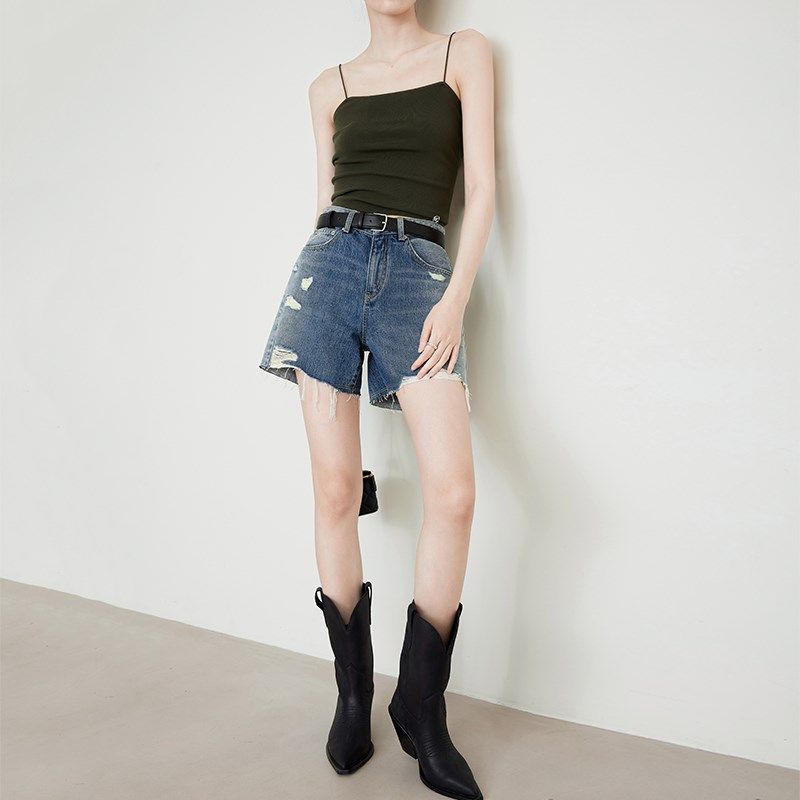 夏莫卡白色短裤女夏季a版显瘦时髦复古渐变色毛边破洞牛仔短裤716,女装/女士精品,牛仔裤,淘宝优惠券,粉丝福利购,淘宝优惠卷