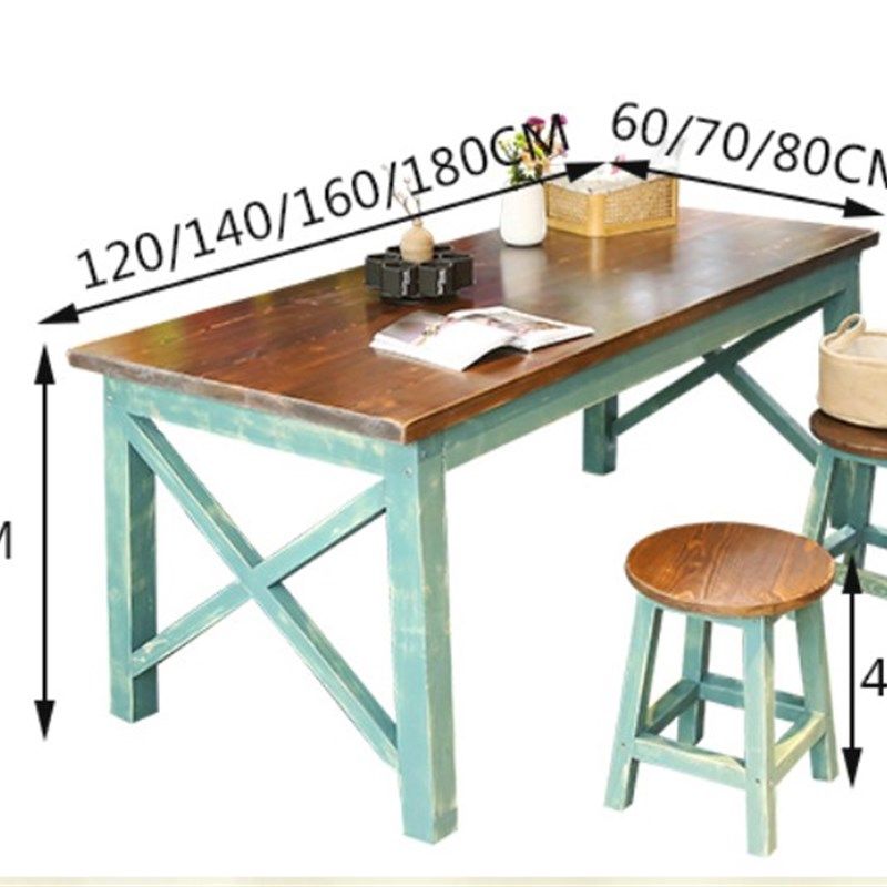 实木桌子快餐椅子组合餐饮店花店艺术包花桌工作台复古彩色餐桌椅,住宅家具,实木餐桌,淘宝优惠券,粉丝福利购,淘宝优惠卷