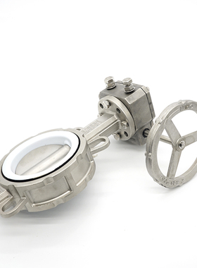 全不锈钢30416L四氟涡轮对夹手动碟蝶阀软密封D371F-106PDN658100