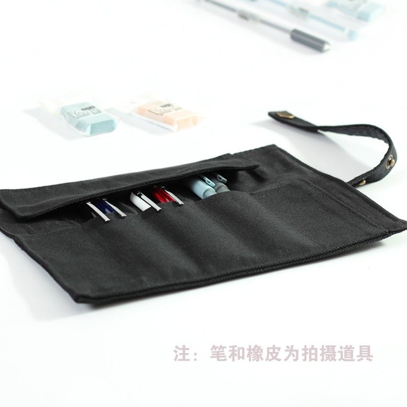 学霸文艺帆布卷帘笔袋男 钢笔笔帘卷笔袋女大学初中生文具袋笔盒
