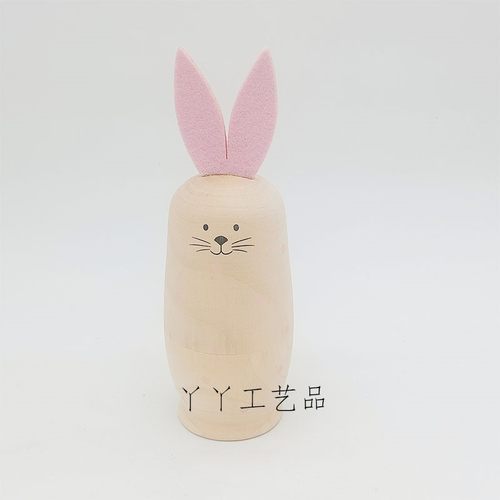 五层清色小白兔俄罗斯套娃圣诞生日礼物幼儿园教具木制工艺品摆饰