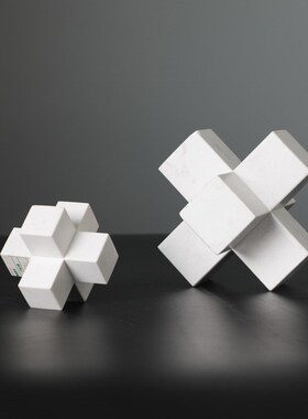 欧式简易大理石书桌摆件 软装样板房电视柜酒柜书柜十字镇小摆设