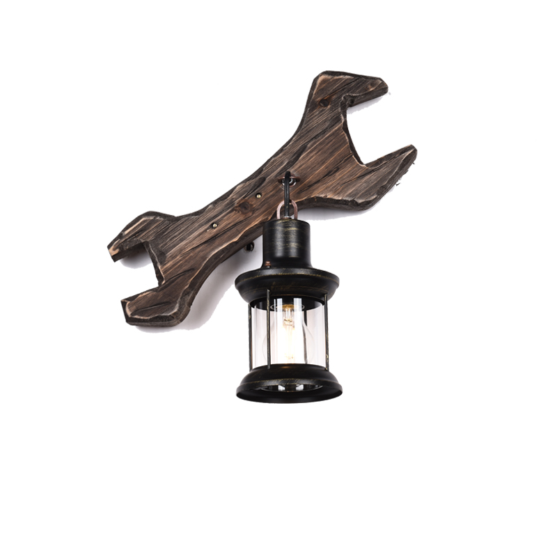 仿古美式乡村复古实木个性创意酒吧咖啡厅铁艺马灯民宿客栈壁灯