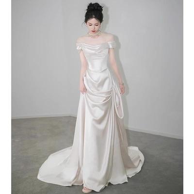 高货速发一字肩轻婚纱新娘