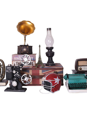 美式创意复古小摆件怀旧装饰家居客厅咖啡厅酒柜留声机模型艺术品