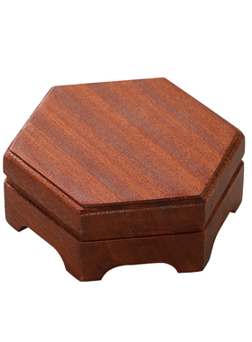 创意实木长方形正方形几何小底座六角木块搭配佛像工艺品摆件垫底