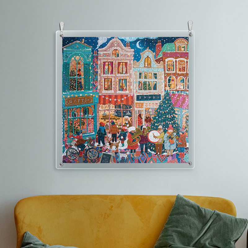 新款拼图框架裱框1000片500冬灯705075一千块亚克力相框挂墙