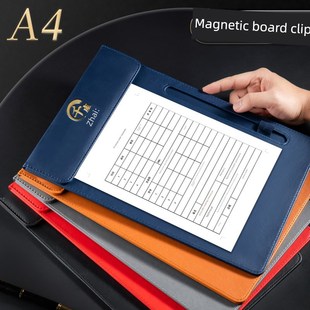 A4会议文件夹写字板皮革文件夹商务会议办公室签名簿自定义标志图