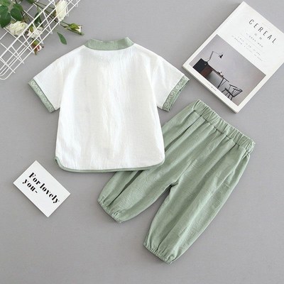 两三四五六岁男童夏装套装儿童中国风汉服夏季短袖短裤男女孩衣服