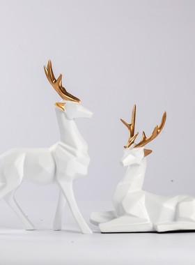 北欧创意欧式几何家居麋鹿装饰品摆设客厅电视柜红酒柜工艺品摆件