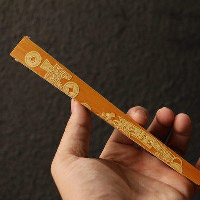 十几年玉竹老料东阳名家刘超本工留青雕刻古方95寸文人折扇竹扇子