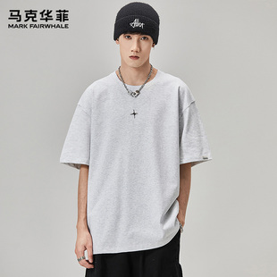 百搭半袖 马克华菲美式 潮流ins宽松简约薄款 复古短袖 上衣 t恤男夏季