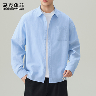 春季 男款 潮牌日系复古cityboy口袋翻领宽松衬衣 衬衫 马克华菲长袖