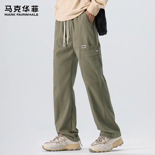 马克华菲工装裤男款潮牌日系复古cityboy高街拼接抽绳宽松伞兵裤