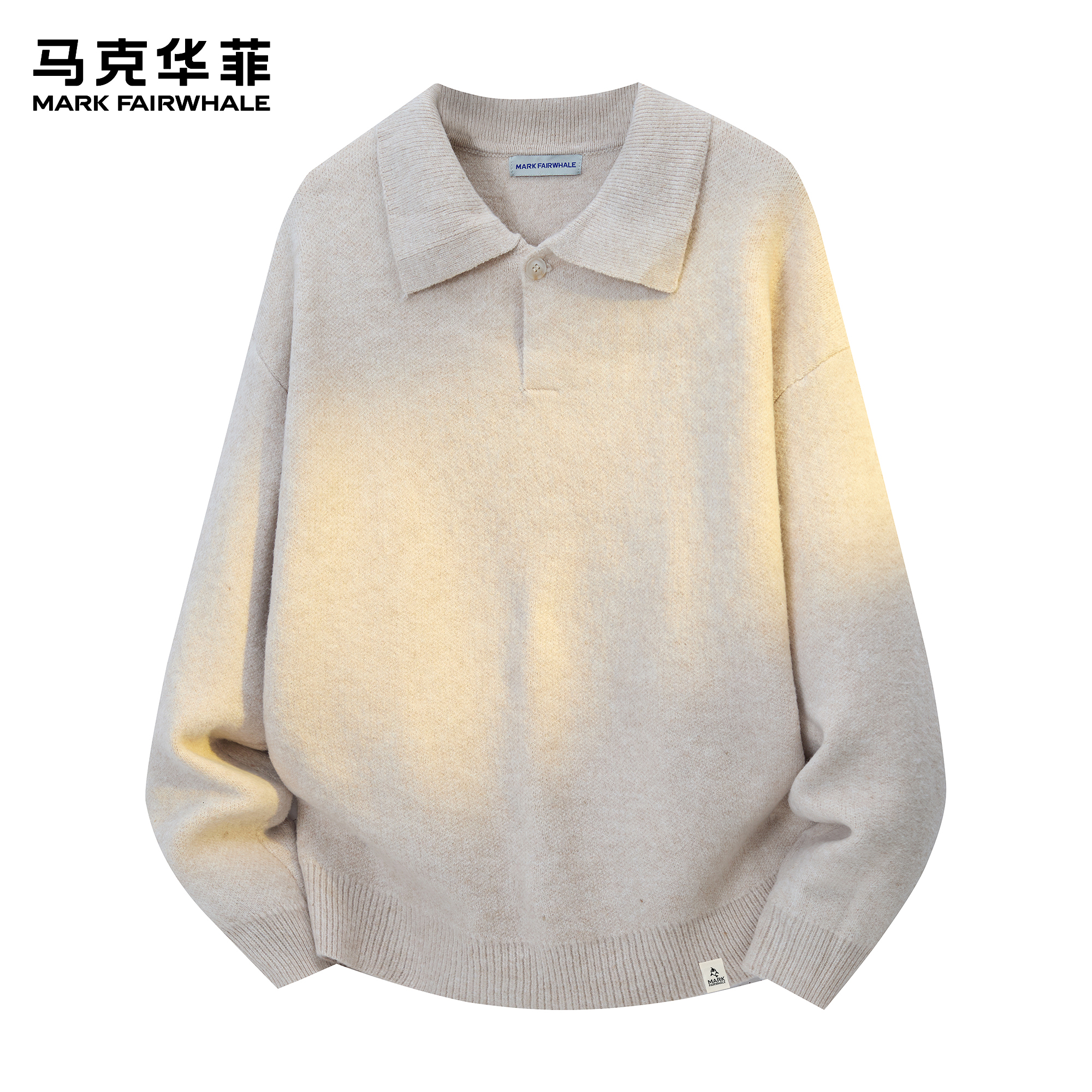马克华菲毛衣男士秋冬新款时尚高级感重磅绵羊毛POLO领宽松针织衫