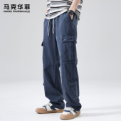 男士 裤 春季 潮流多口袋拼接宽松直筒工装 新款 马克华菲莱赛尔休闲裤