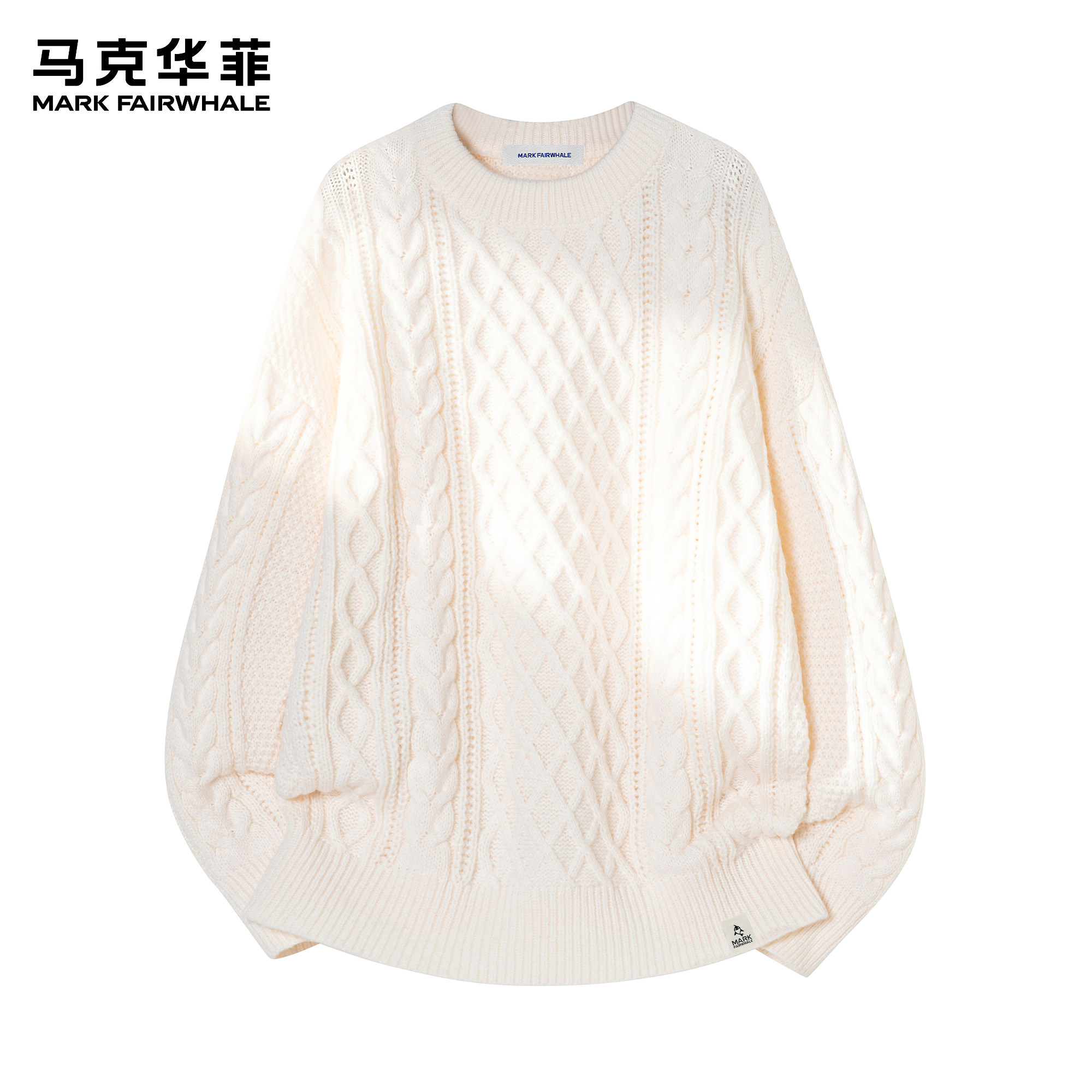 马克华菲毛衣男款秋冬潮牌韩版麻花高级感情侣重磅圆领宽松针织衫