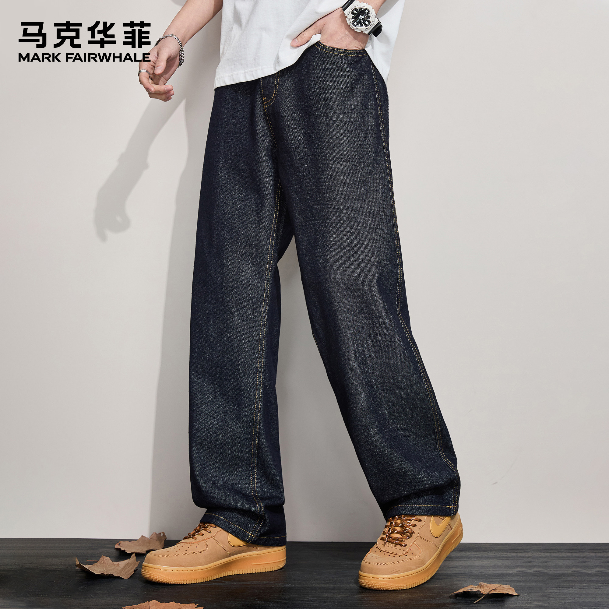 马克华菲原色牛仔裤男款潮牌美式复古做旧水洗vintage垂感弯刀裤,男装,牛仔裤,淘宝优惠券,粉丝福利购,淘宝优惠卷